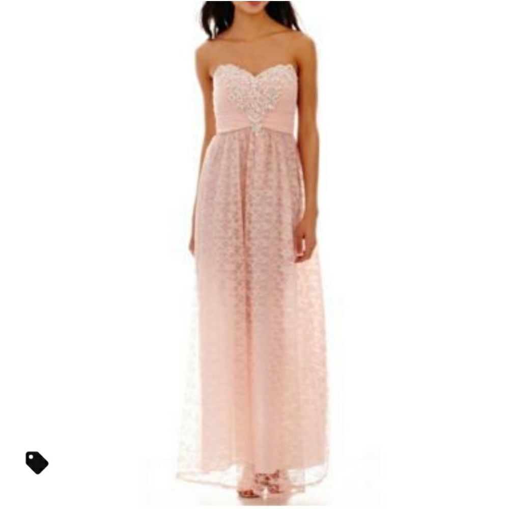 My Michelle Light Pink Strapless Beaded La…